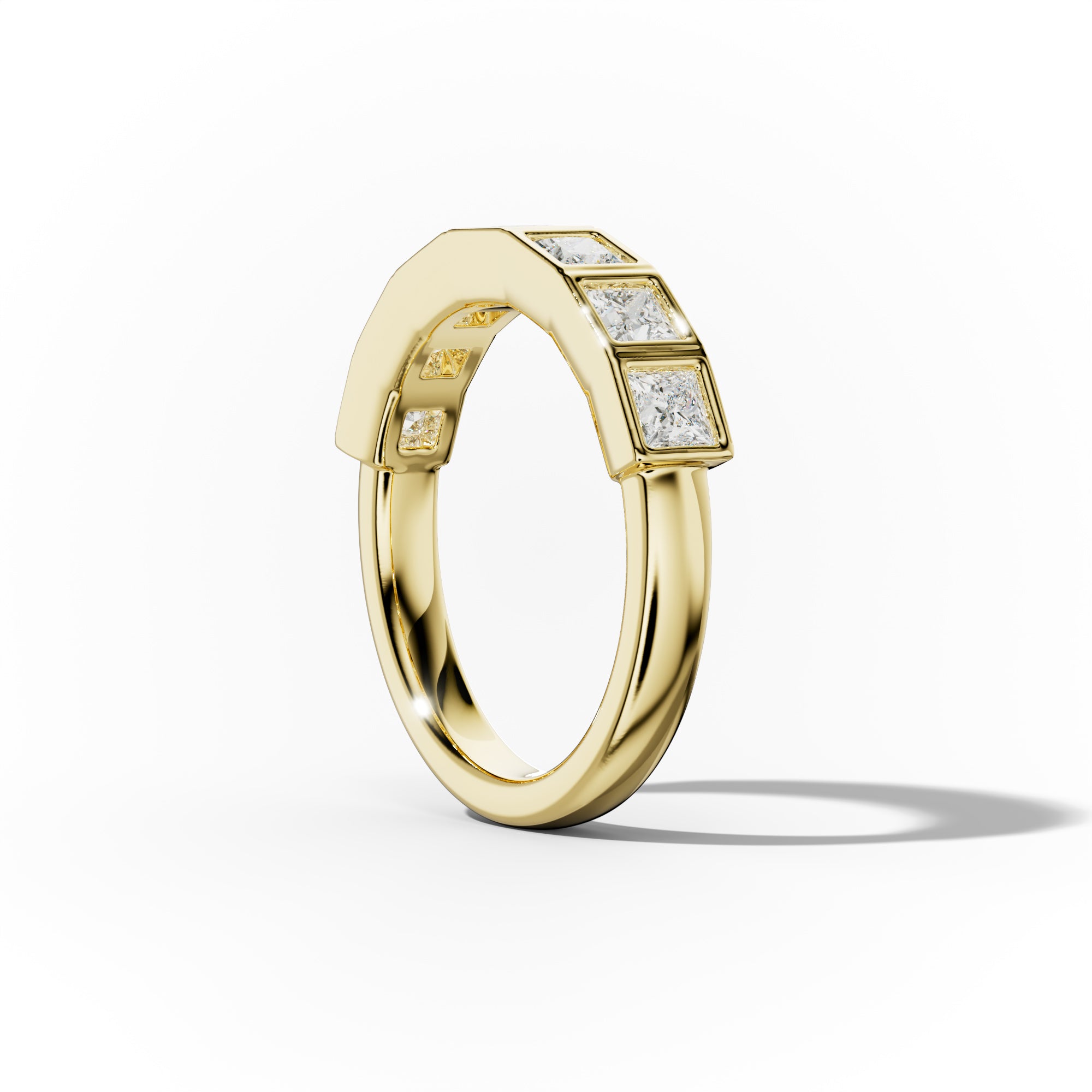 1.0 Carat Bezel Set Princess Cut Diamond Half Eternity Band